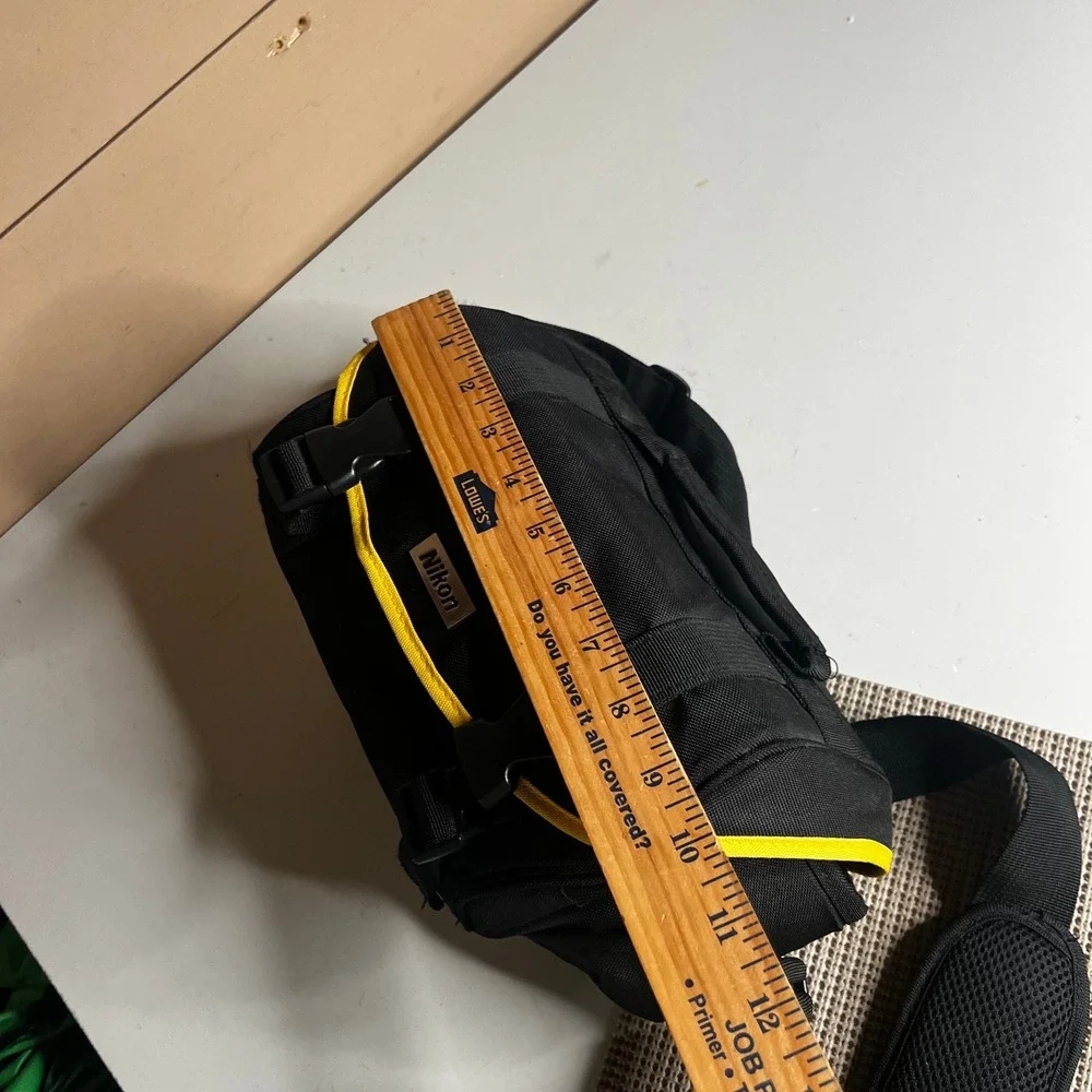 Nikon Camera Messenger Bag Black Yellow Canvas Padded Shoulder Strap Case